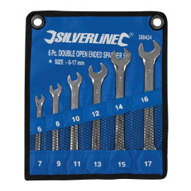 Clés à Fourche Doubles 6 pcs 6 - 17 mm – Outils Pratiques pour Mécanique et Réparation - Silverline
