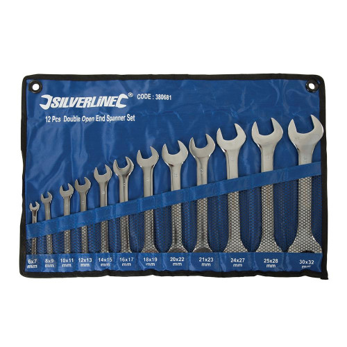 Clés à Fourche Doubles 12 pcs 6 - 32 mm – Outils Pratiques pour Mécaniciens – Résistance et Durabilité - Silverline
