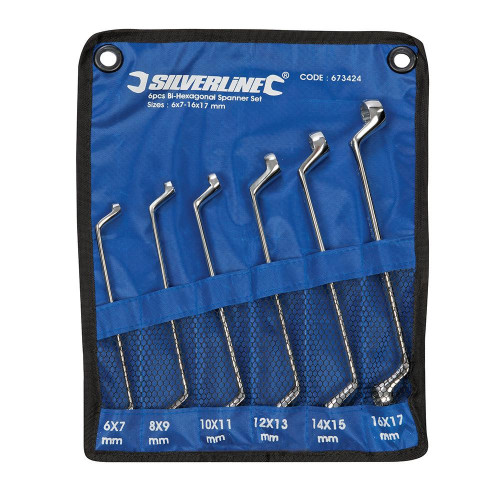 Clés à Œil Doubles Bi-Coudées 6 pcs 6 - 17 mm - Outils Pratiques pour Mécaniciens - Silverline