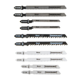 Lames de Scie Sauteuse Bois et Métal - Lot de 10 - Précision et Polyvalence pour Découpe - Silverline