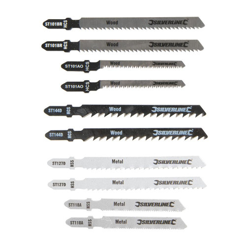 Lames de Scie Sauteuse Bois et Métal - Lot de 10 - Précision et Polyvalence pour Découpe - Silverline