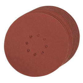 Disques Auto-Agrippants Perforés 225 mm – Lot de 10 – Grain 80, Idéal pour Ponçage - Silverline