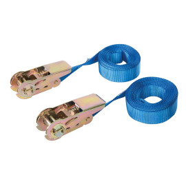 Sangles d’Arrimage à Cliquet 5m x 25mm – Lot de 2, Testées à 500 kg – Sécurisez Vos Charges - Silverline