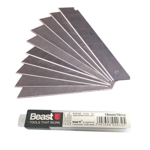 10 blades for cutter 18 mm x thickness 0.4 mm - 610182 - Beast