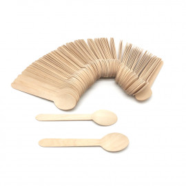 100 disposable wooden spoons 34 x L. 160 mm, recyclable, biodegradable 100% Ecological - 997070 - Beast