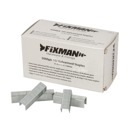 Agrafes Galvanisées Type 10J - Lot de 5000 pcs - Idéal pour Fixations Solides - Fixman