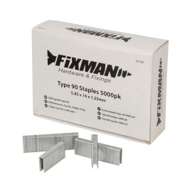 Agrafes Type 90 - Lot de 5000 pcs, 5,8 x 16 x 1,25 mm - Idéal pour Bricolage et Rénovation - Fixman