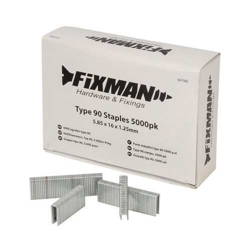 Agrafes Type 90 - Lot de 5000 pcs, 5,8 x 16 x 1,25 mm - Idéal pour Bricolage et Rénovation - Fixman