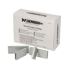 Agrafes Type 90 - Lot de 5000 pcs - 5,8 x 22 x 1,25 mm, Idéal pour Bricolage - Fixman