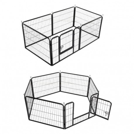 Modular puppy pen, metal dog enclosure 160 x 80 x Ht. 80 cm with access door - Animood