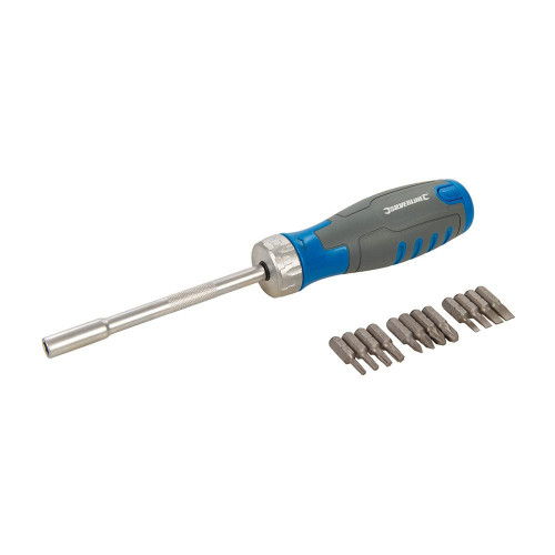 Tournevis Porte-Embout à Cliquet 12-en-1 – Outil Polyvalent et Pratique pour Bricoleurs - Silverline