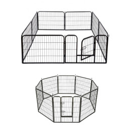 Parque modular para cachorros, recinto de acero para perros de 240 x 80 x Ht. 80 cm con puerta de acceso - Animood