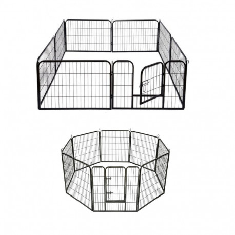 Modular puppy park, steel dog enclosure 240 x 80 x Ht. 80 cm with access door - Animood