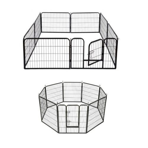 Modularer Welpenauslauf, Hundegehege Stahl 240 x 80 x Ht. 80 cm mit Zugangstür - - - - - - - - - Animood