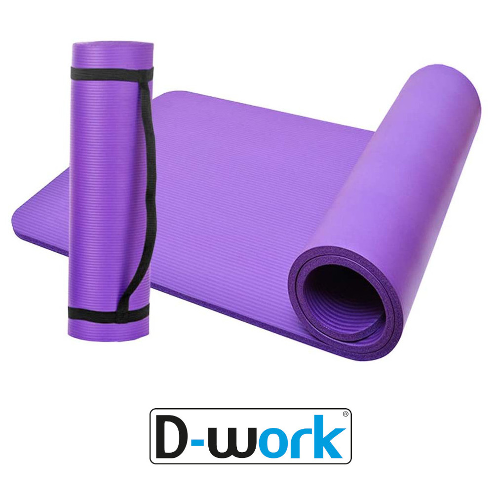Tapis de yoga, tapis de fitness, tapis de pilates, tapis de gymnastique 183  x 61 x 1 cm en NBR (Violet) - D-Work