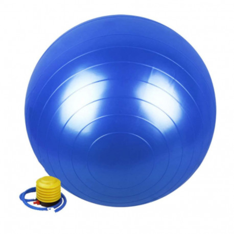 Ballon de gymnastique/ fitness anti-éclatement D. 65 cm en PVC (Bleu) + pompe de gonflage - D-Work