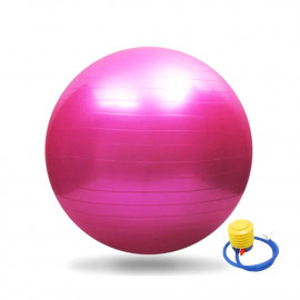 Ballon de gymnastique/ fitness anti-éclatement D. 65 cm en PVC (Rose) + pompe de gonflage - D-Work