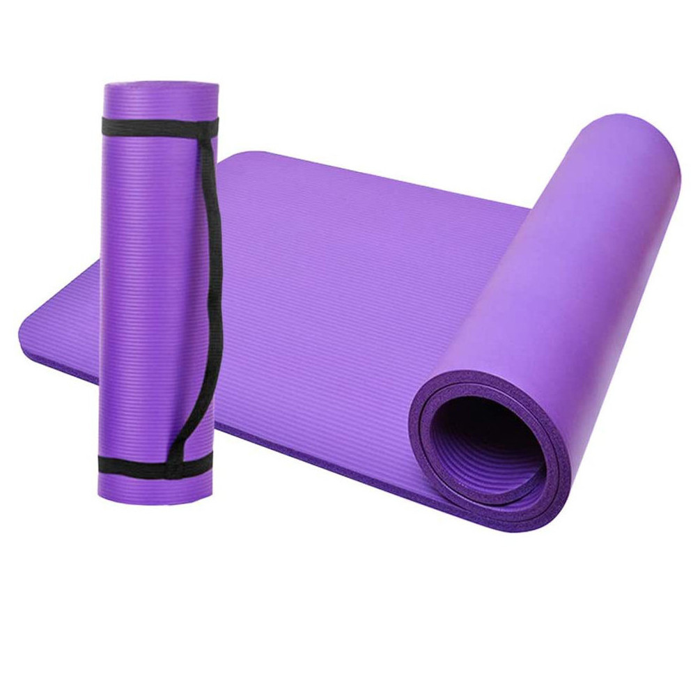 Tapis de yoga, tapis de fitness, tapis de pilates, tapis de gymnastique 183  x 61 x 1 cm en NBR (Violet) - D-Work