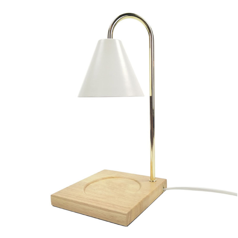 Lampe chauffe-bougie électrique à base en bois - Chauffe-lampe à bougie  parfumée réglable (blanc)
