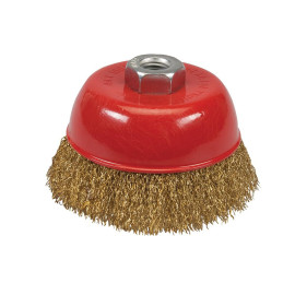 Brosse Boisseau à Fils d'Acier Laitonnés Ondulés 100 mm – Nettoyage Efficace et Durable - Silverline