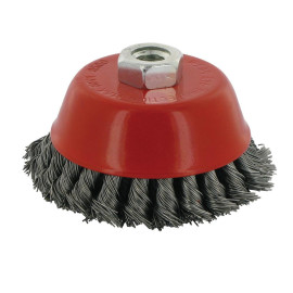 Brosse Boisseau à Fils d'Acier Torsadés 100 mm - 2 Rangs - Nettoyage Efficace et Durable - Silverline