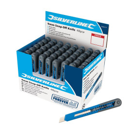 Cutters à Lame Sécable 9 mm – Présentoir de 48 pcs – Outil Pratique et Efficace - Silverline