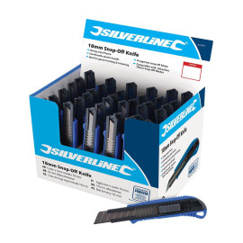 Cutters à Lame Sécable 18 mm – Présentoir de 36 pcs – Outil Pratique et Efficace - Silverline