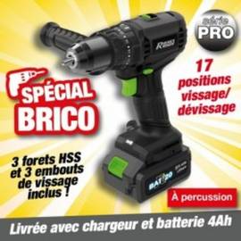 Perceuse-Visseuse à Percussion 20V – Avec Batteries 2Amp et 4Amp – Puissante et Polyvalente – RIBIMEX - RIBIMEX