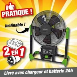 Ventilateur R-BAT20 20V - Avec Batterie 2A et Chargeur - Pratique et Portable - RIBIMEX