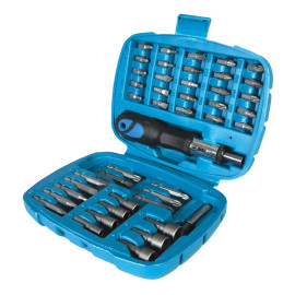 Tournevis à Cliquet avec Douilles et Embouts - Coffret 45 pcs - Outils Pratiques et Polyvalents - Silverline