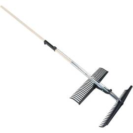 Rateau Double Articulé FolioP 28 Dents - Manche 1M18 - Outil de Jardinage Pratique - Efficacité et Confort - RIBIMEX