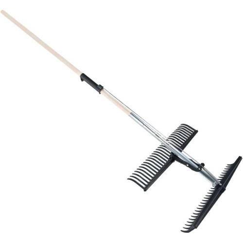 Rateau Double Articulé FolioP 28 Dents - Manche 1M18 - Outil de Jardinage Pratique - Efficacité et Confort - RIBIMEX