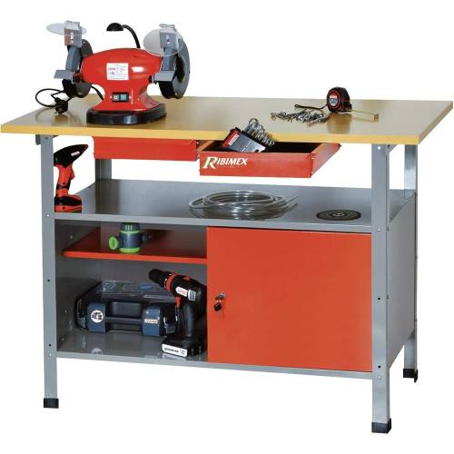 Établi Métal avec Plateau Bois – 38 kg – Résistant et Durable – Idéal pour Ateliers - RIBIMEX