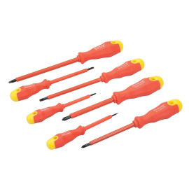 Tournevis Isolés à Manche Caoutchouté - Lot de 7 Pièces - Sécurité et Confort d'Utilisation - Silverline