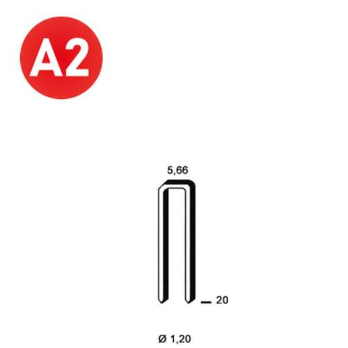 5 000 Agrafes E-20 - Inox A2 - 5.66x20x1.2 mm - D-Work