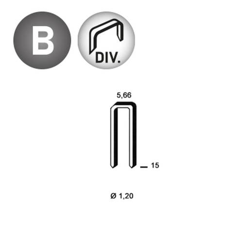 8 000 Agrafes E-15 - Divergentes - 5.66x15x1.2 mm - D-Work