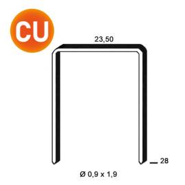 10 000 Agrafes Cuivrées Jk590-28 - 23.5x28x0.9x1.9 mm - D-Work