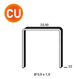 10 000 Agrafes Cuivrées Jk590-22 - 23.5x22x0.9x1.9 mm - D-Work