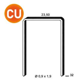 10 000 Agrafes Cuivrées Jk590-32 - 23.5x32x0.9x1.9 mm - D-Work