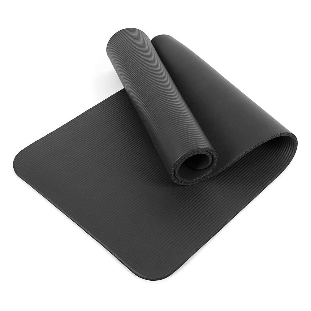 Tapis de yoga, tapis de fitness, tapis de pilates, tapis de gymnastique 183  x 61 x 1,5 cm en NBR (Noir) - D-Work