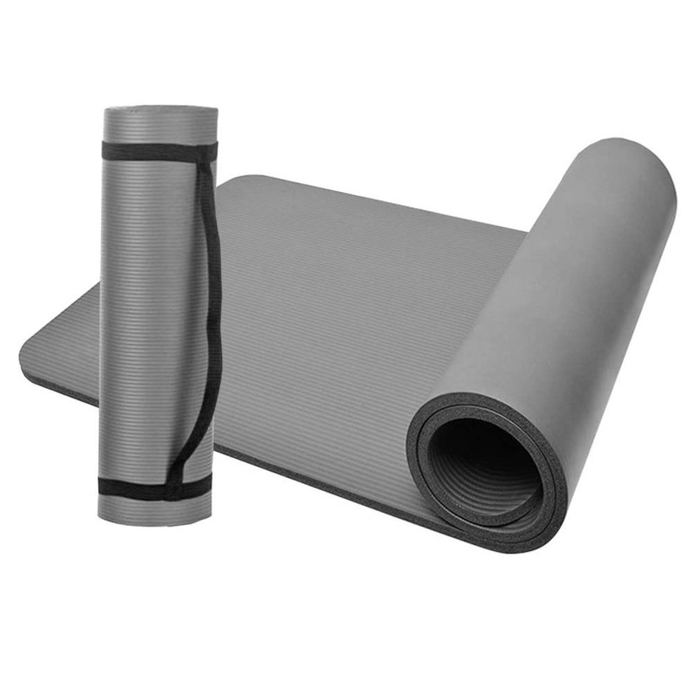Tapis De Sol Gymnastique Fitness Yoga 1 X 61 X 1 Cm En Nbr Gris D