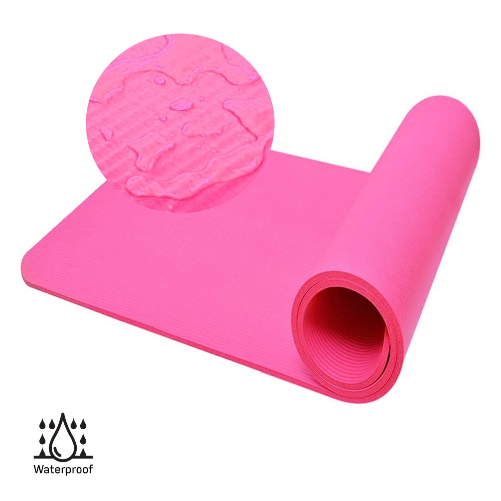Tapis de gymnastique yoga pilates fitness pliable portable grand confort  180l x 60l x 5h cm revêtement synthétique rose - Conforama