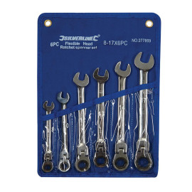 Clés Mixtes à Cliquet et à Tête Inclinable - 6 pcs 8-17 mm - Outils Pratiques et Efficaces - Silverline