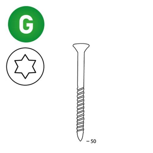 2 000 Vis Galvanisées Torx 16° (Tx) (Scrail) - 25/28x50 mm - D-Work