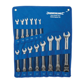 Clés Mixtes à Cliquet et à Tête Inclinable - 14 pcs 8 - 24 mm - Outils Pratiques et Polyvalents - Silverline