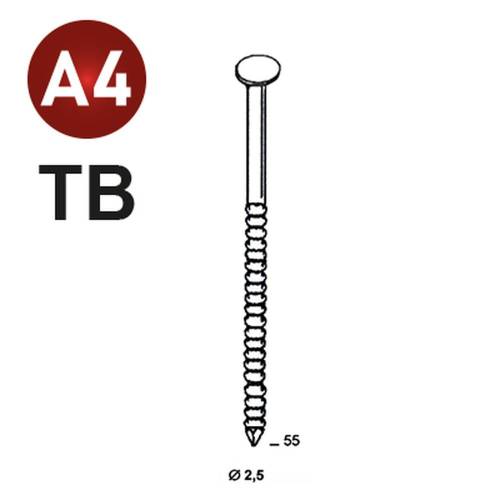 Coil de 6000 Pointes Annelées INOX A4 Tête Bombée 2,5 x 55 mm – Acier Inoxydable, Norme 16° – Fixation Sécurisée et Du - ALSAFIX