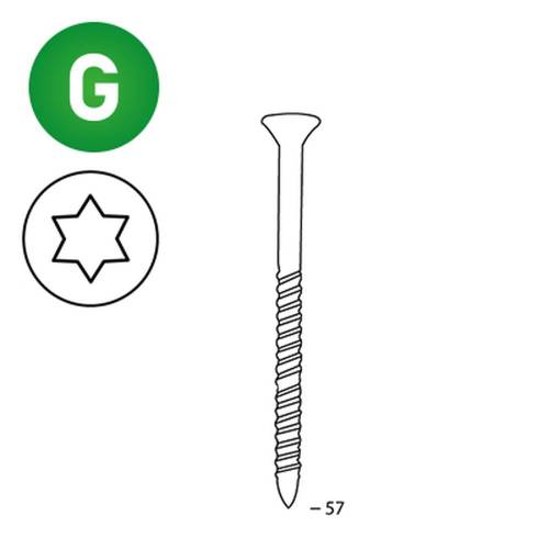 2 000 Vis Galvanisées Torx 16° (Tx) (Scrail) - 25/28x57 mm - D-Work