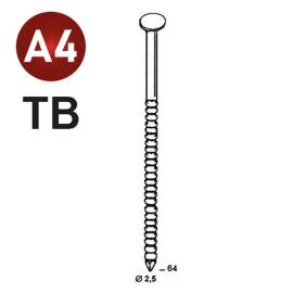 Coil de 4800 Pointes Annelées INOX A4 Tête Bombée 2,5 x 64 mm – Acier Inoxydable, Norme 16° – Fixation Sécurisée et Du - ALSAFIX