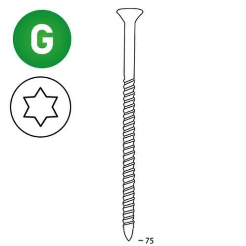 Scrail de 2000 Vis Galvanisées Torx 16° 28/32 x 75 mm – Résistantes et Durables – Alsafix - ALSAFIX