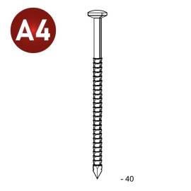 Pointe Annelée en Vrac Tête Bombée Inox A4 25/27x40 mm - 5 kg - D-Work